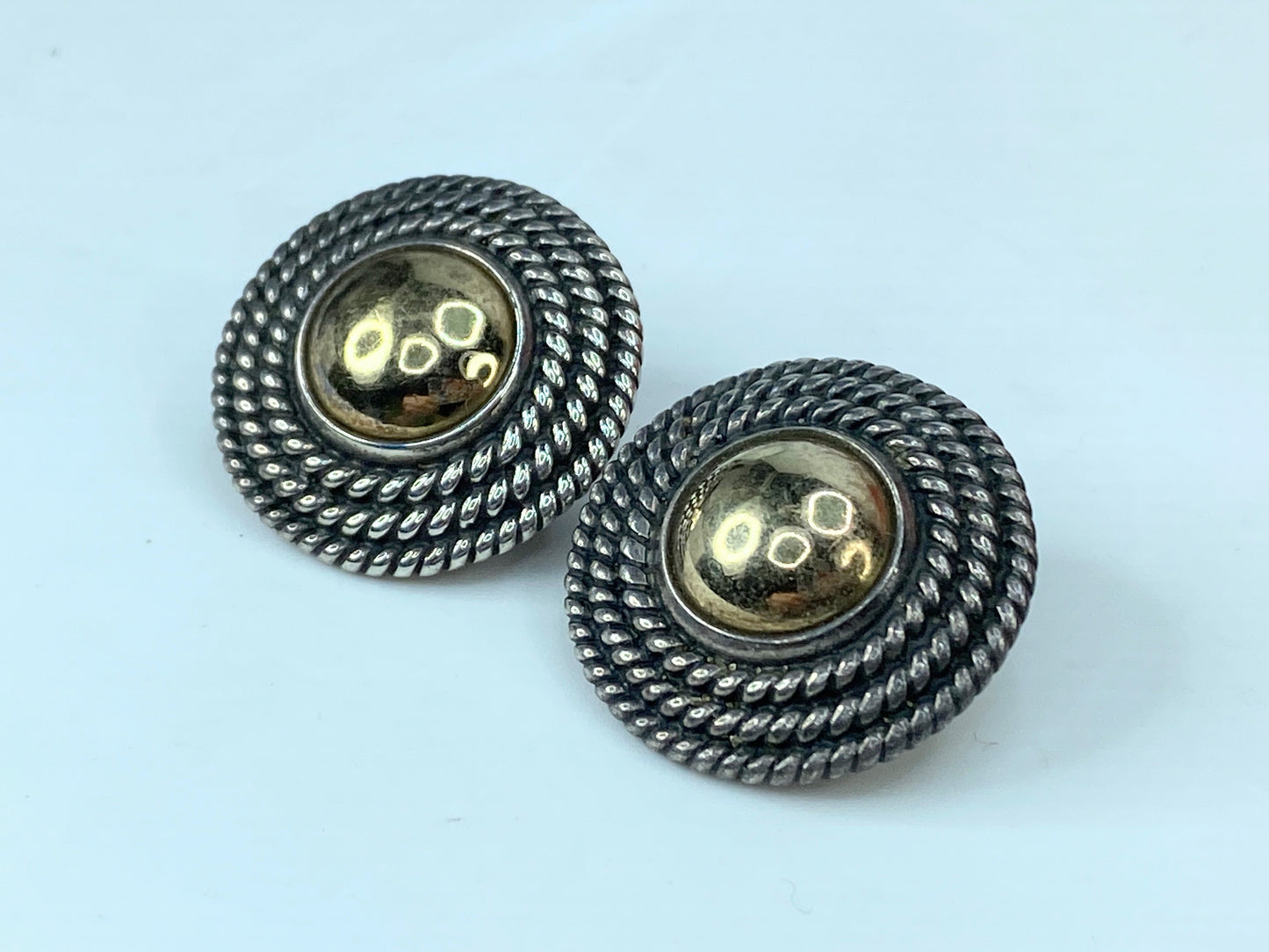 Retired James Avery large Round Rope 14K Domed Sterling rope Earrings JR1052