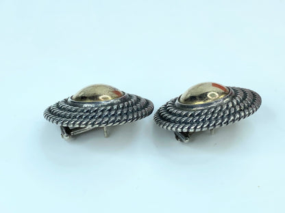 Retired James Avery large Round Rope 14K Domed Sterling rope Earrings JR1052