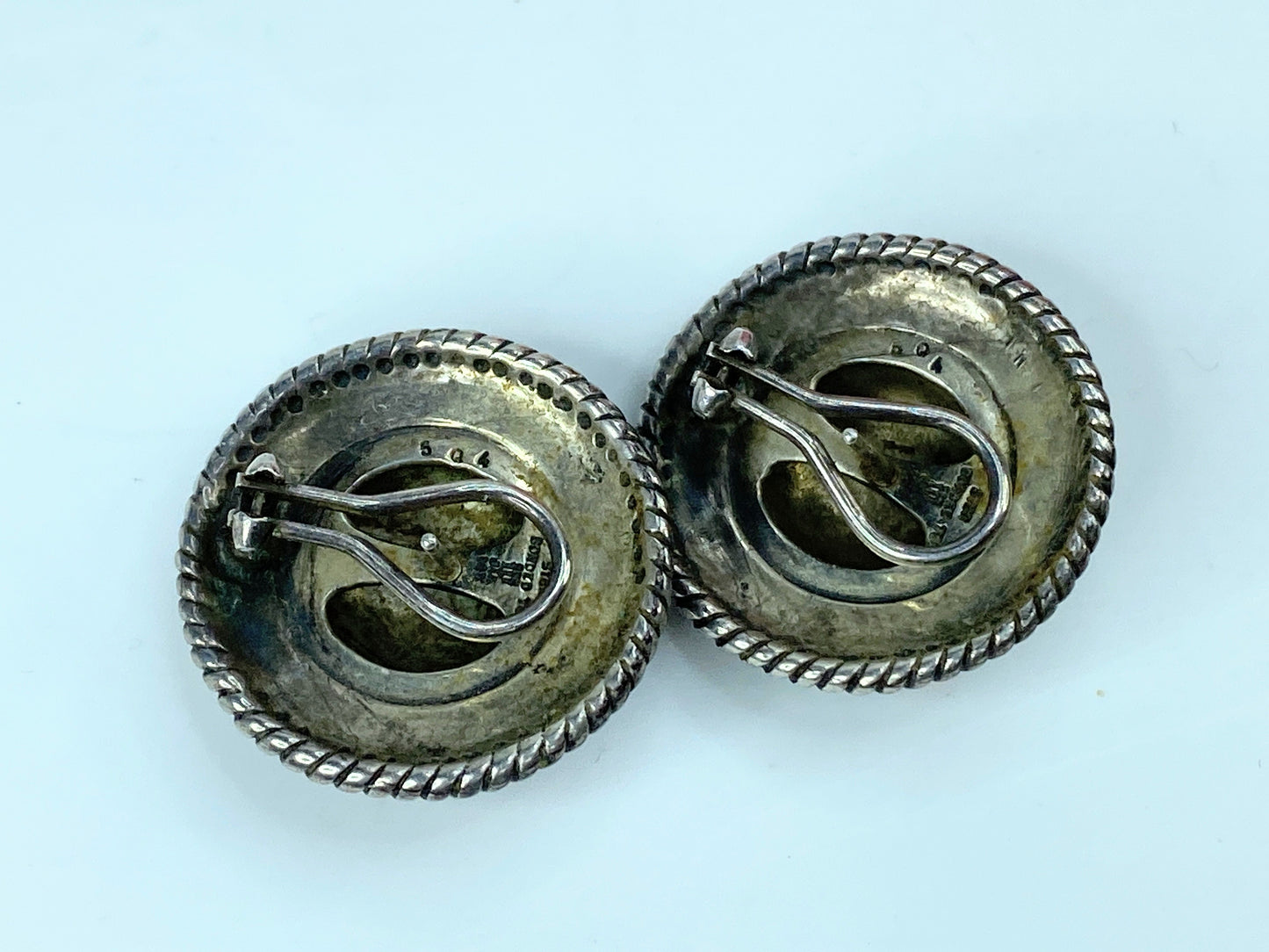 Retired James Avery large Round Rope 14K Domed Sterling rope Earrings JR1052