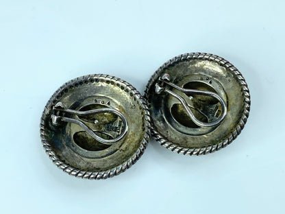 Retired James Avery large Round Rope 14K Domed Sterling rope Earrings JR1052