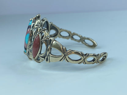 Southwestern Carolyn Pollack Sterling silver Rhodochrosite Turquoise cuff JR8643