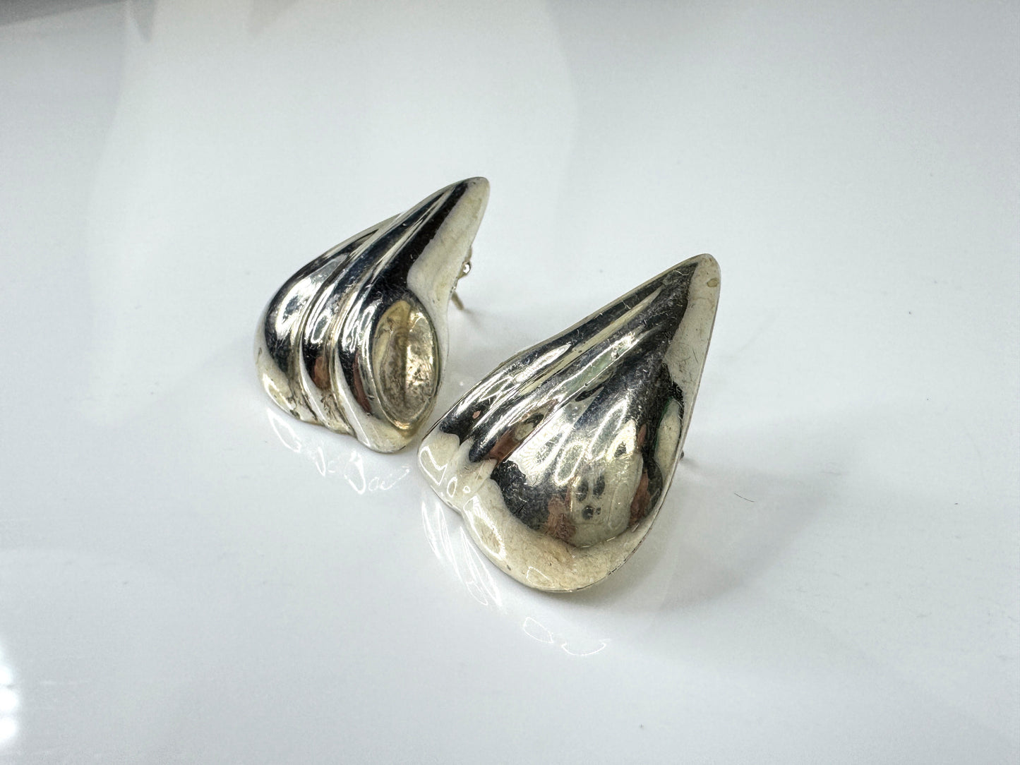 Sterling Silver Modernist Hollow Clip Earrings, Large Sculptural Design JR1775