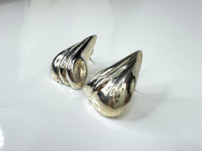 Sterling Silver Modernist Hollow Clip Earrings, Large Sculptural Design JR1775