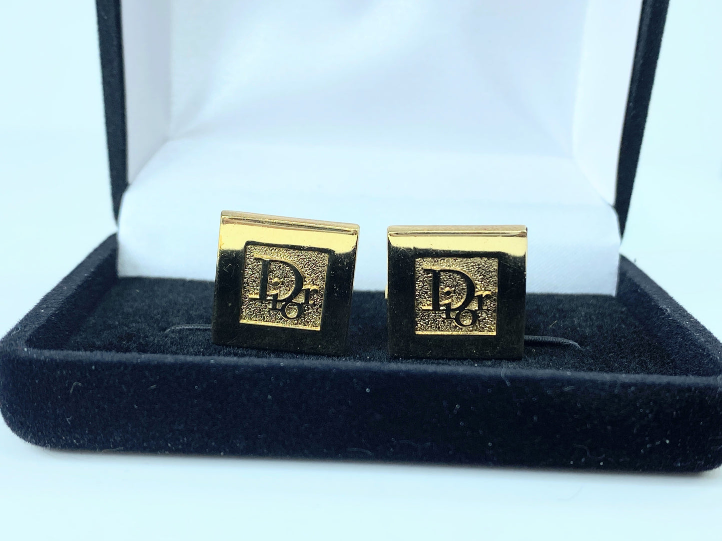 Charming Dior Square texture CD logo gold tone cufflink S122