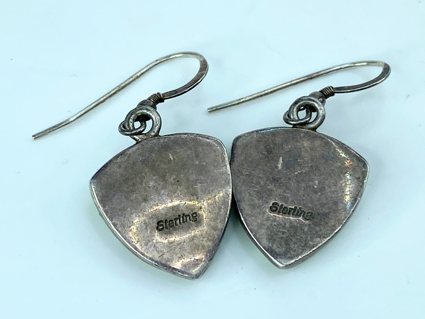Southwest Sterling 925 Green Gaspeite With Opal Shield motif earrings JR1053