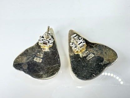 Sterling Silver Modernist Hollow Clip Earrings, Large Sculptural Design JR1775
