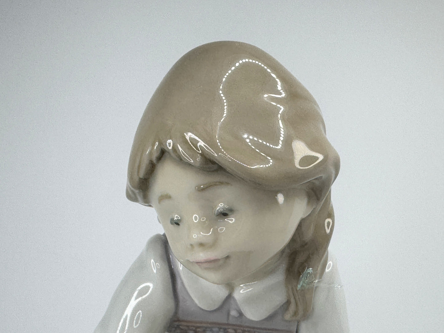 Lladro Joy in a Basket-Three frisky puppies with young girl No 5595 Mint A632