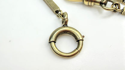 Antique 18K yellow Gold Etched long Bar Link Pocket Watch Chain 17.6g, 14" SS338