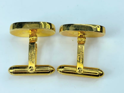 Christian Dior set two tone cufflink tie clip authentic GS123