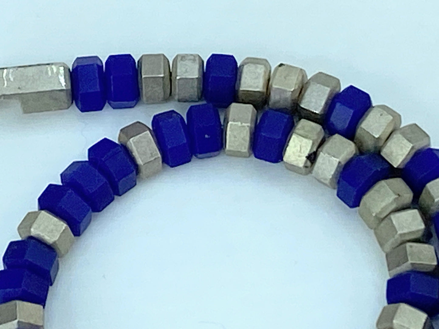 Vintage David Yurman men's Hex Bead Bracelet Sterling Silver w/Lapis, 6mm JR1055