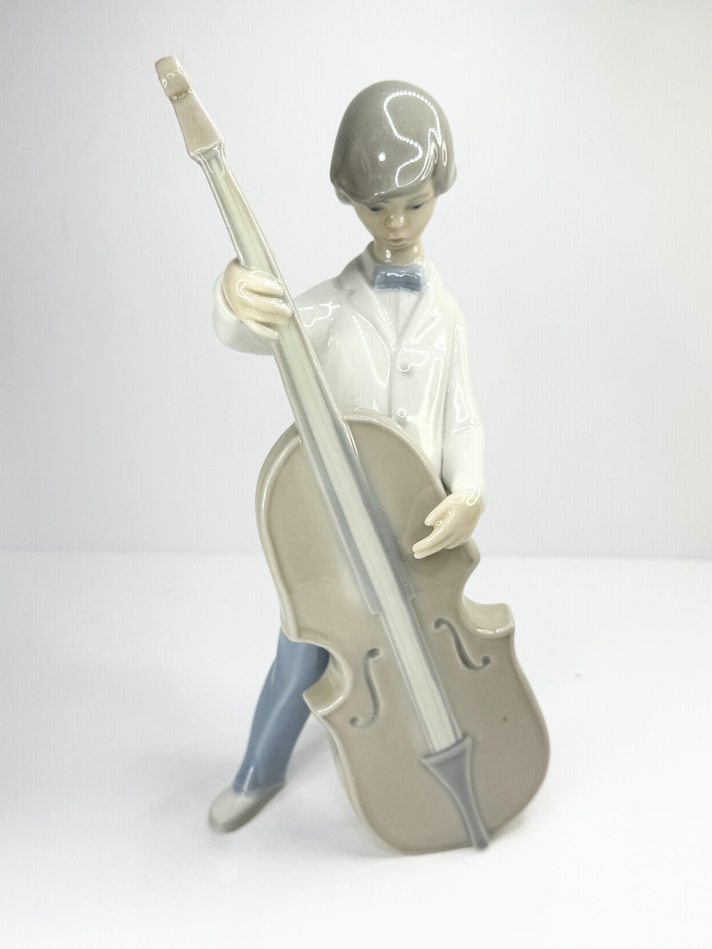 Retired Lladro 4615 Boy with Double Bass c 1970 Mint A634