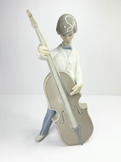 Retired Lladro 4615 Boy with Double Bass c 1970 Mint A634