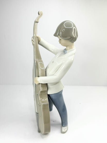 Retired Lladro 4615 Boy with Double Bass c 1970 Mint A634