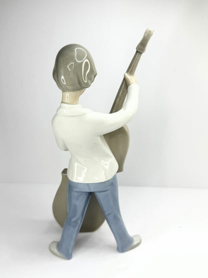 Retired Lladro 4615 Boy with Double Bass c 1970 Mint A634