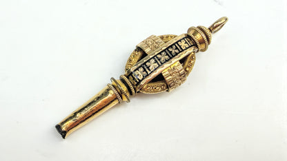 Antique Victorian Rolled Gold Black Enamel Pocket Watch Key 2.9g SS373