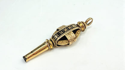 Antique Victorian Rolled Gold Black Enamel Pocket Watch Key 2.9g SS373