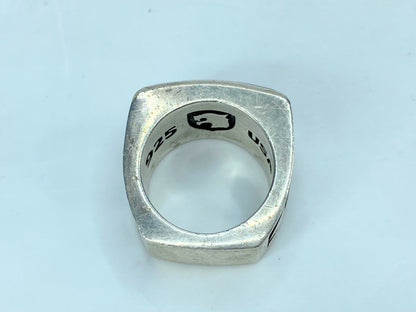Nightrider huffy Sterling silver Men's onyx geometric inlay ring s12 42g JR1056