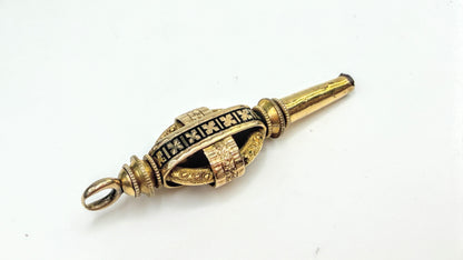 Antique Victorian Rolled Gold Black Enamel Pocket Watch Key 2.9g SS373