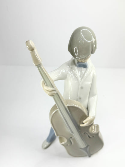 Retired Lladro 4615 Boy with Double Bass c 1970 Mint A634