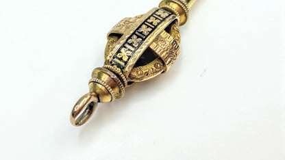 Antique Victorian Rolled Gold Black Enamel Pocket Watch Key 2.9g SS373