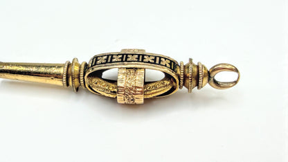 Antique Victorian Rolled Gold Black Enamel Pocket Watch Key 2.9g SS373