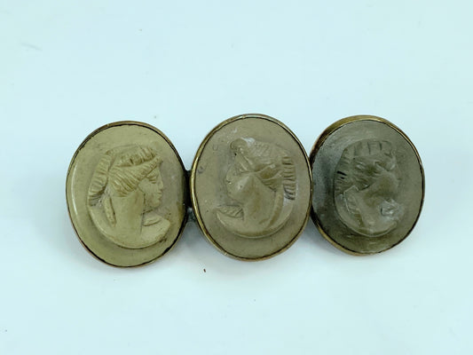 Victorian mid 1800s Italian Grand Tour Lava Cameo Brooch 12.3g 55mm JR698