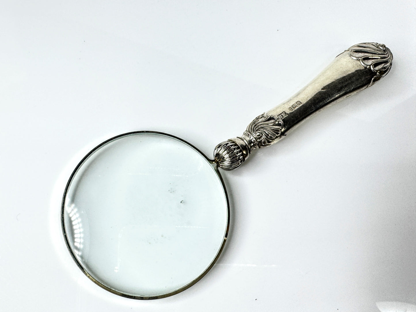 English vintage Sterling Silver Handle Magnifying Glass Henry Wigfull 1904 SS435