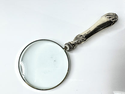 English vintage Sterling Silver Handle Magnifying Glass Henry Wigfull 1904 SS435