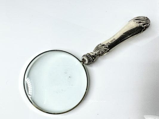 English vintage Sterling Silver Handle Magnifying Glass Henry Wigfull 1904 SS435