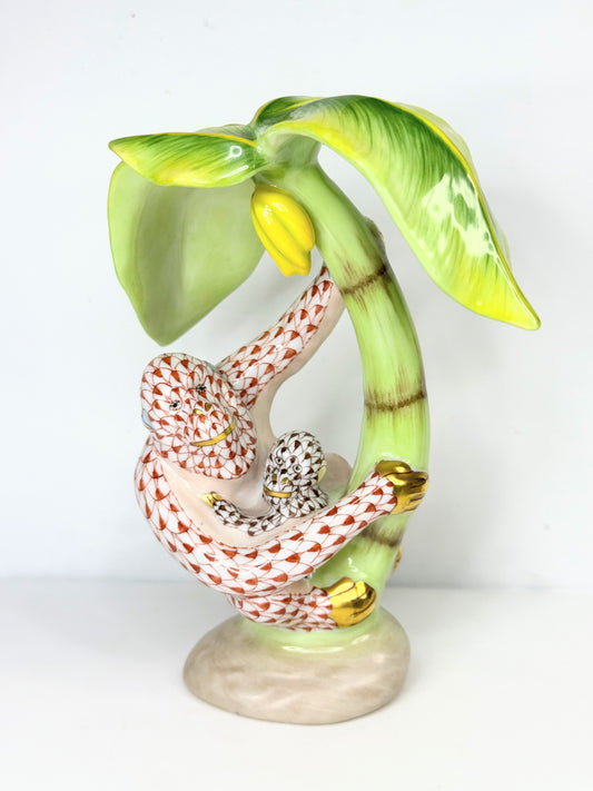 Herend Orangutan Pair Classic Kingdom Multi Fishnet Monkey Figurine A636