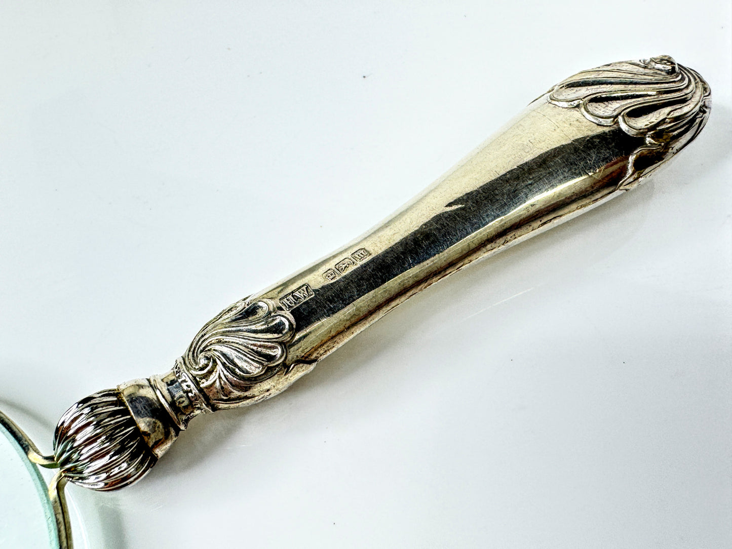 English vintage Sterling Silver Handle Magnifying Glass Henry Wigfull 1904 SS435