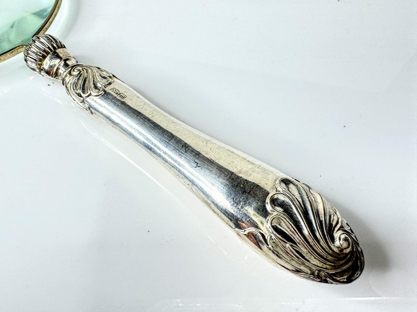 English vintage Sterling Silver Handle Magnifying Glass Henry Wigfull 1904 SS435