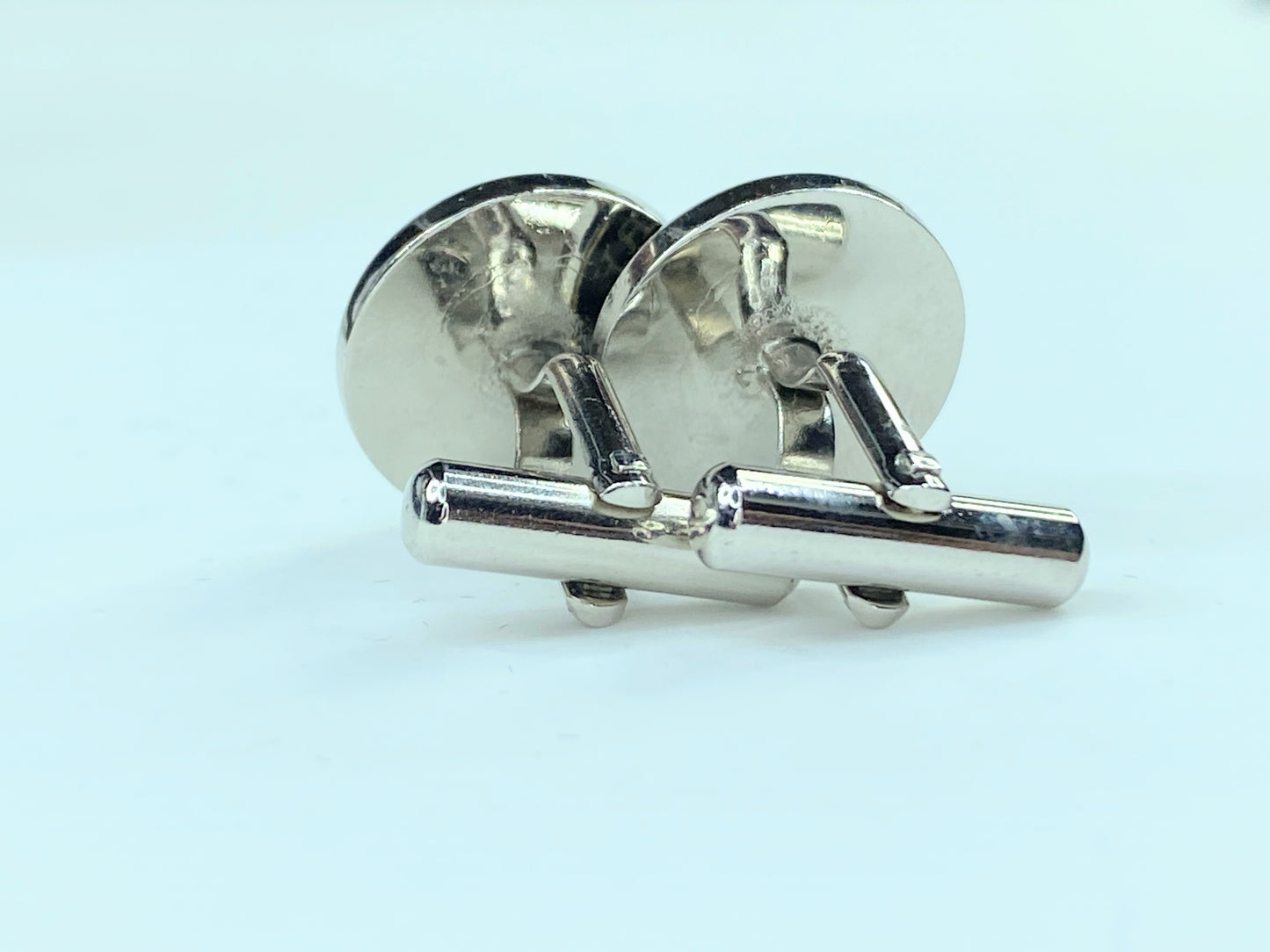 Burberry Classic Check Round Horsenight Silver Cufflinks authentic  GS127