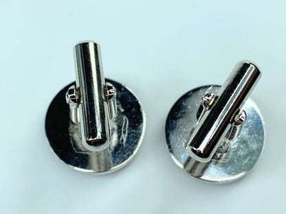 Burberry Classic Check Round Horsenight Silver Cufflinks authentic  GS127