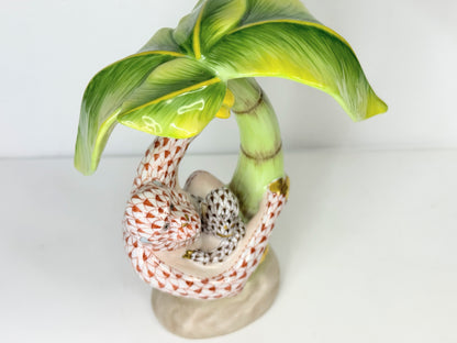 Herend Orangutan Pair Classic Kingdom Multi Fishnet Monkey Figurine A636