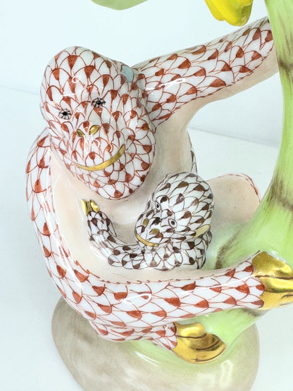 Herend Orangutan Pair Classic Kingdom Multi Fishnet Monkey Figurine A636