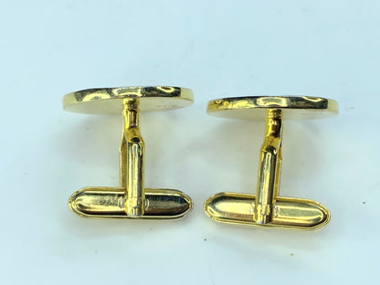 Authentic Alfred DunHill black Enamel gold tone cufflink tie clip set GS128