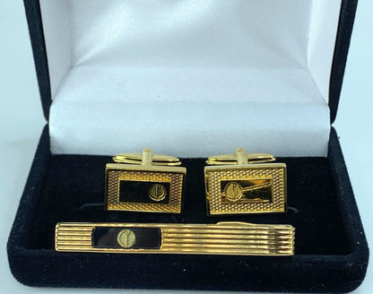 Alfred DunHill gold tone Cufflink and tie clip set GS129