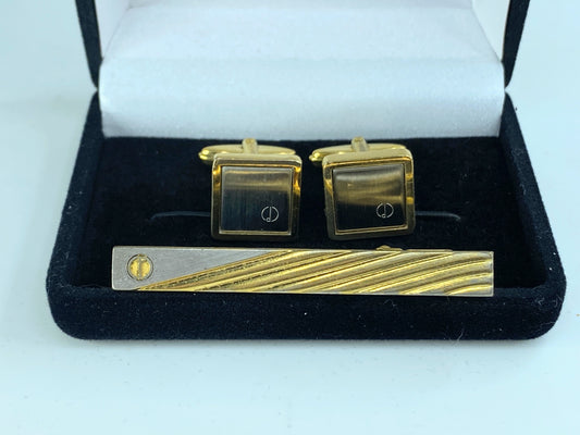 Authentic Dunhill cufflinks Tie clip men's accessories gold x silver color GS130