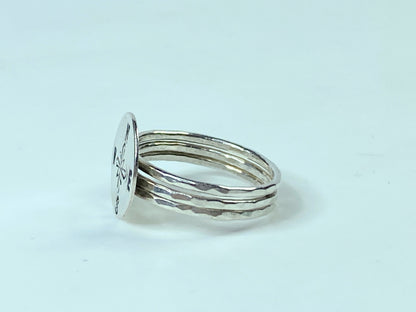 Sterling 925 Compass Ring Dainty Navigation Jewelry Direction Ring s7.5 JR684