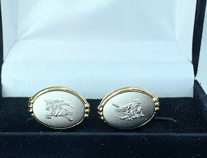 Burberry Gold Silver Tone matching cufflinks tie clip set GS132