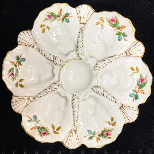Antique Victorian European Majolica Oyster Plate Museum quality mint 9.2" A945