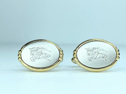 Burberry Gold Silver Tone matching cufflinks tie clip set GS132