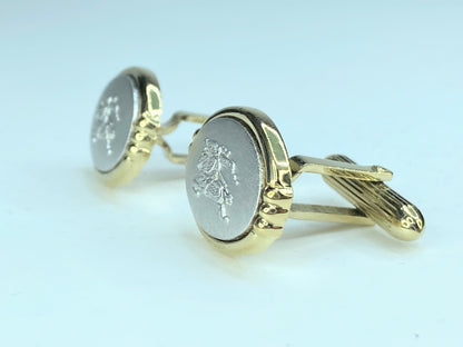 Burberry Gold Silver Tone matching cufflinks tie clip set GS132