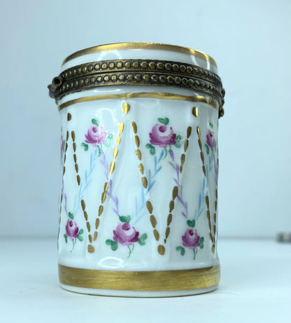 P.V Limoges France Peint Main Peony tall trinket box, c1970 A145