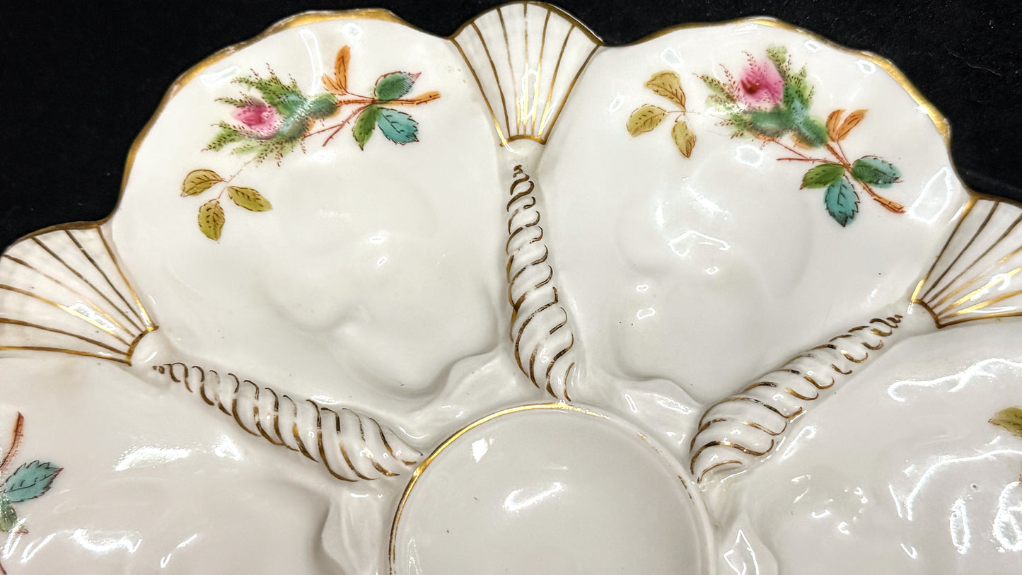 Antique Victorian European Majolica Oyster Plate Museum quality mint 9.2" A945