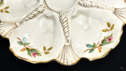 Antique Victorian European Majolica Oyster Plate Museum quality mint 9.2" A945