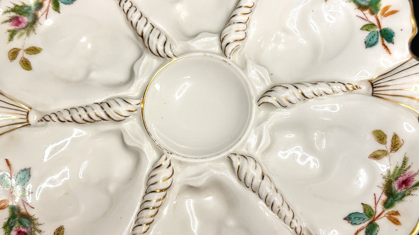 Antique Victorian European Majolica Oyster Plate Museum quality mint 9.2" A945