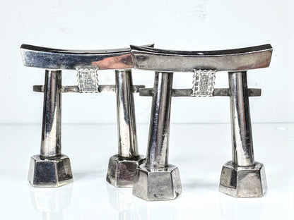 Vintage Japanese Sterling 950 Bridge Form Salt & Pepper Shaker Set SS444