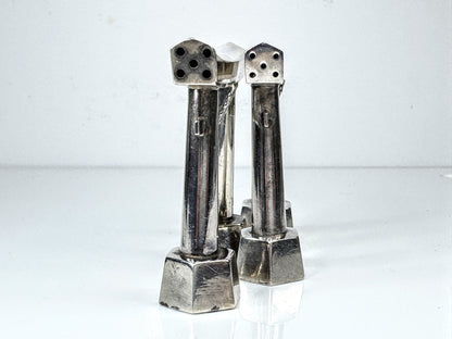 Vintage Japanese Sterling 950 Bridge Form Salt & Pepper Shaker Set SS444